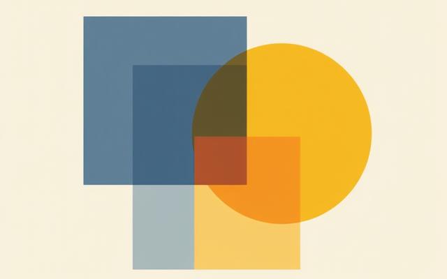 Eine moderne Farbpalette und geometrische Muster, die das Himmels Echo Designkonzept illustrieren.